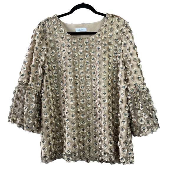 Calvin Klein | Evil Eye Gold Embellished Women's Top Size XL - Picture 3 of 10